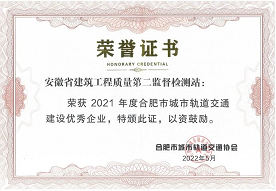 合肥市城市軌道建設(shè)優(yōu)秀企業(yè)